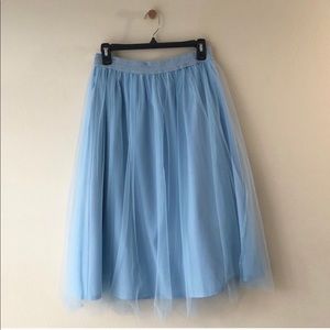 miami Light Blue Tulle Midi Skirt